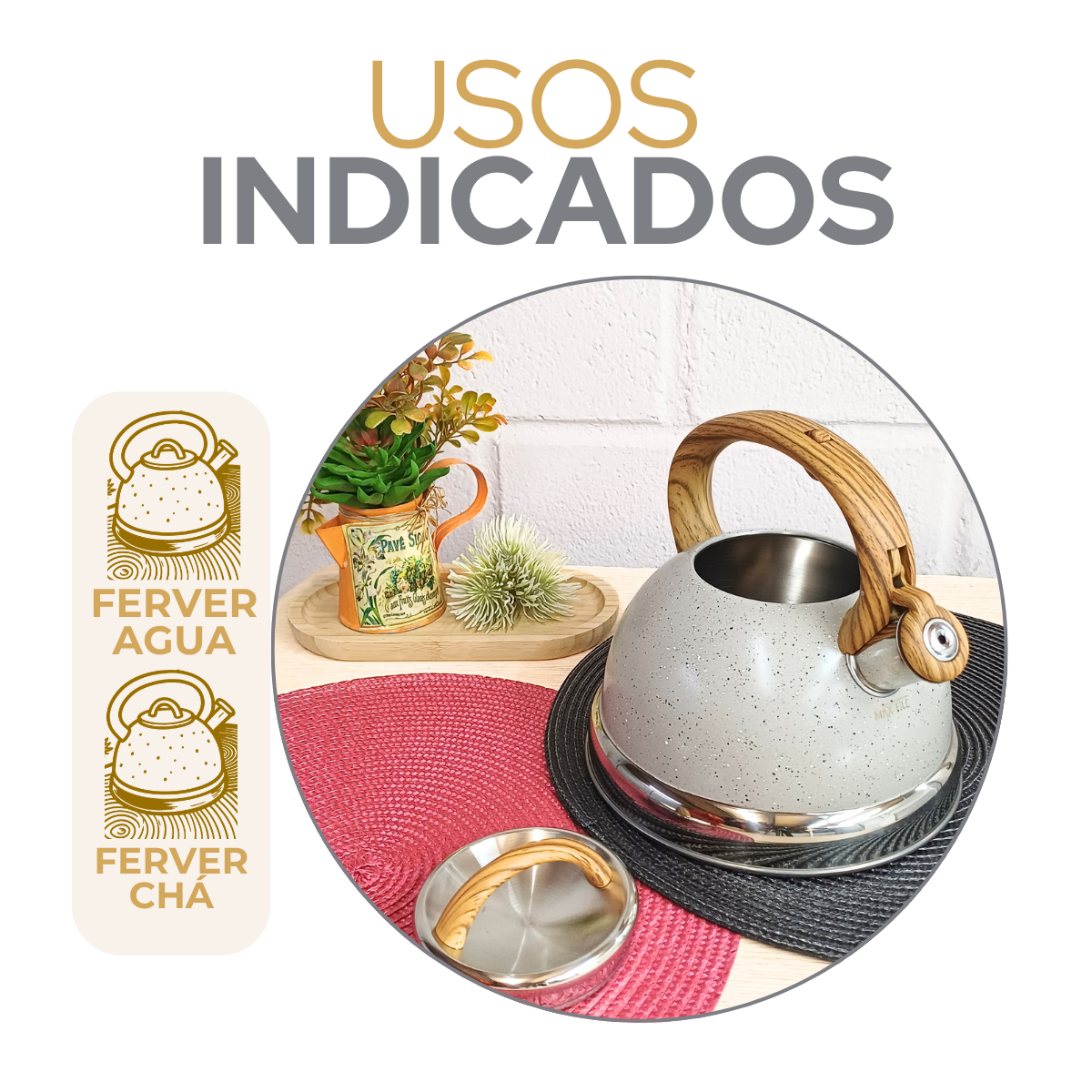 Chaleira Com Apito Cinza 3 Litros