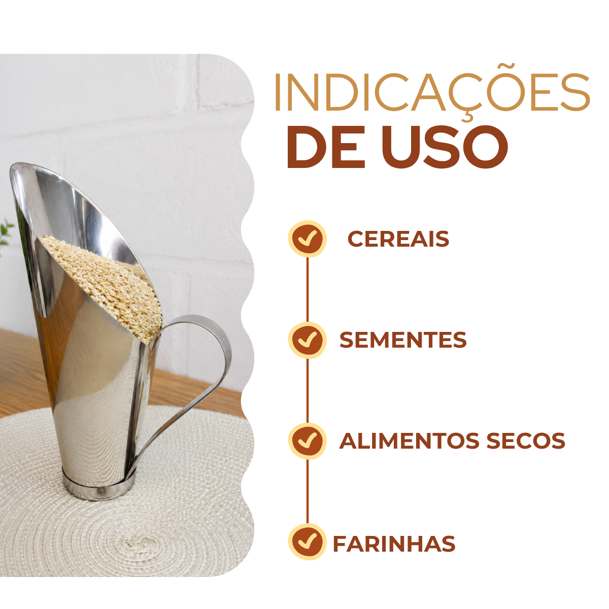 Concha de Cereais Aço Inox 500g