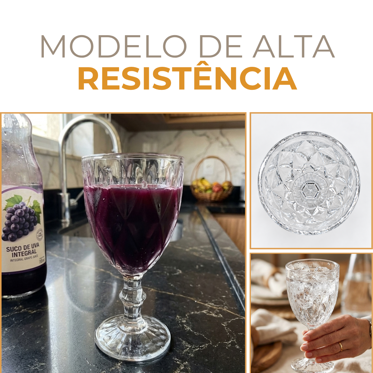 Taça Vidro Transparente Diamond 325ml
