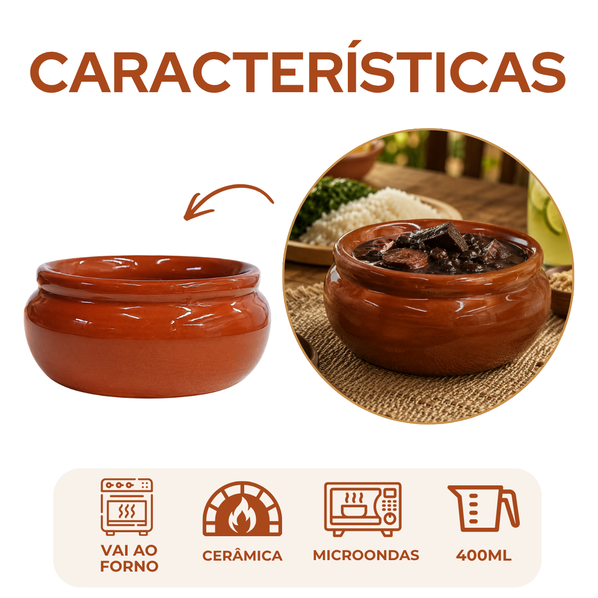 Cumbuca Cerâmica Barro 550ml