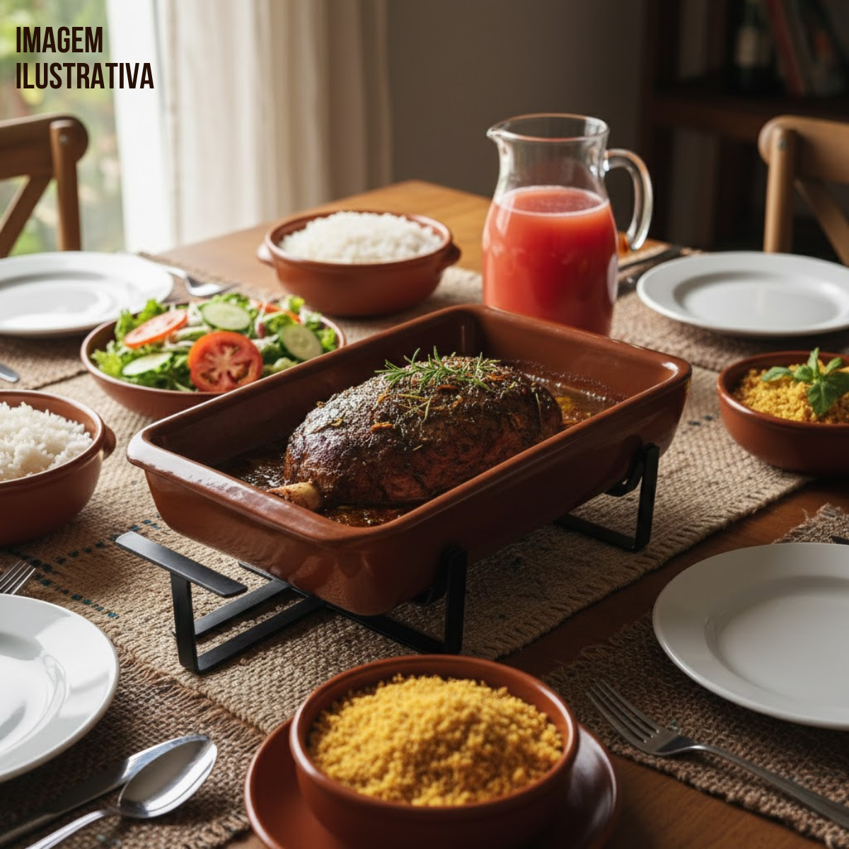 Assadeira barro C/ Suporte ferro