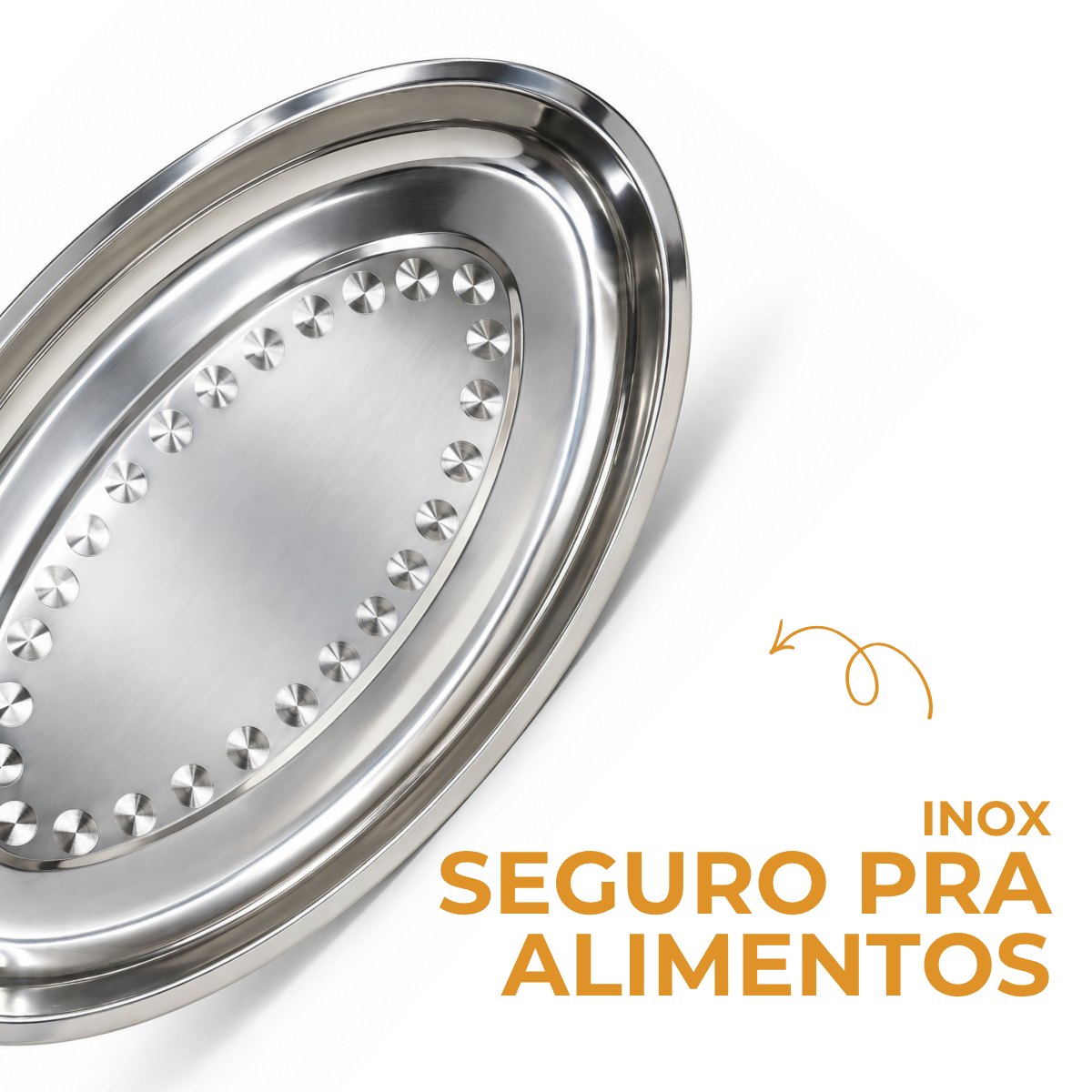 Travessa Inox 45cm Antideslizante Servir