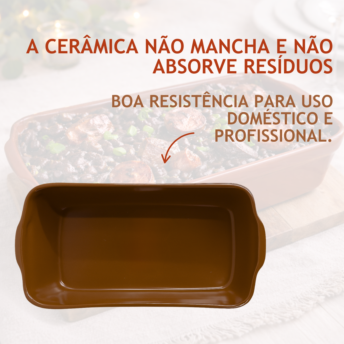 Travessa Retangular Ceramica Refratária