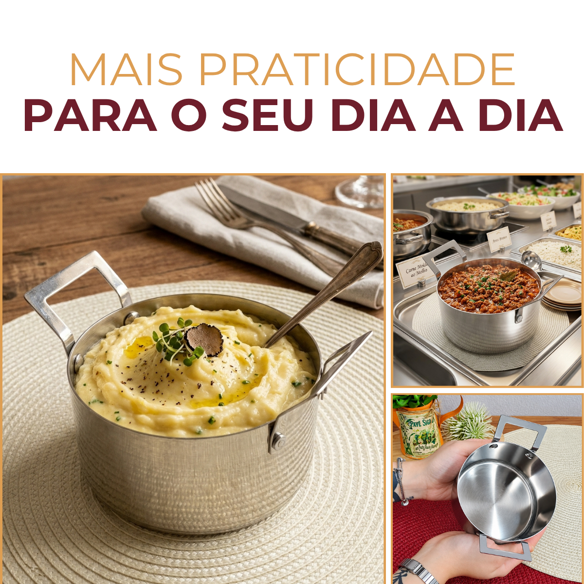Mini Caçarola Servir Aço Inox 550ml