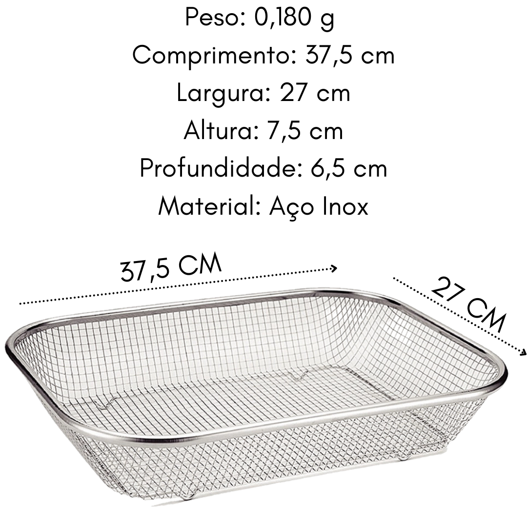 Escorredor Multiuso em Aço Inox Grande - A Gourmet