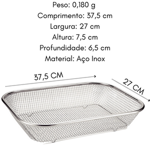 Escorredor Multiuso em Aço Inox Grande - A Gourmet