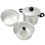 Conjunto 3 em 1  Panela Forma e Forma a Vapor de Aluminio - A Gourmet