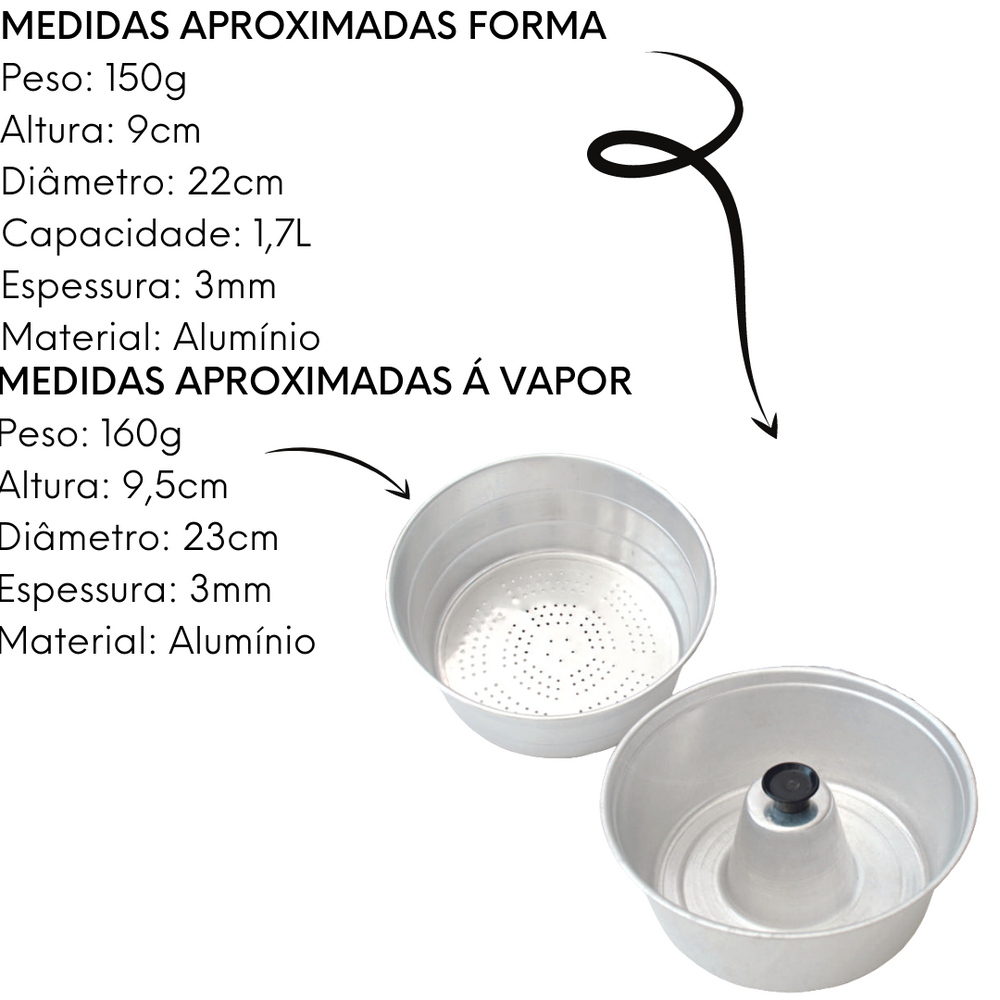 Conjunto 3 em 1  Panela Forma e Forma a Vapor de Aluminio - A Gourmet