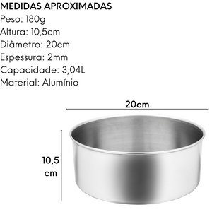 Forma em Aluminio Redonda Alta N20 Para Bolos Arary