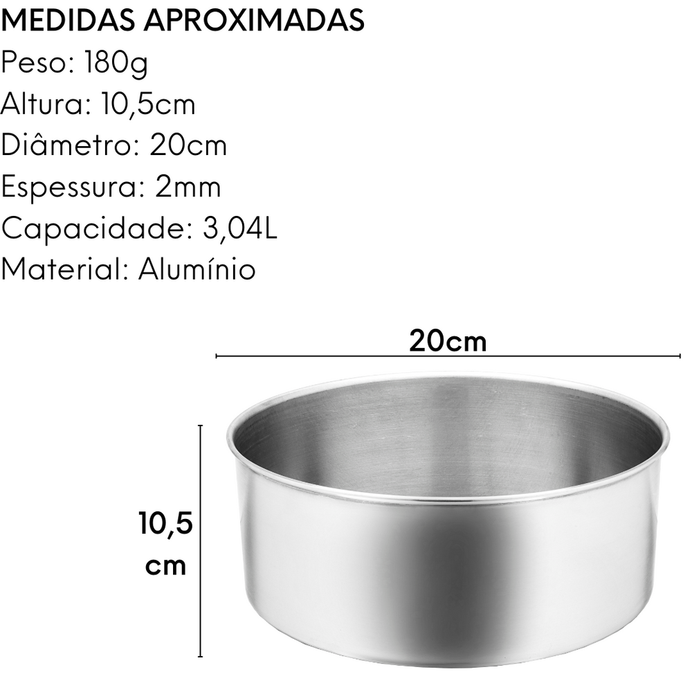Forma em Aluminio Redonda Alta N20 Para Bolos Arary