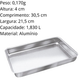 Assadeira Baixa Retangular em Aluminio 1,8L Arary