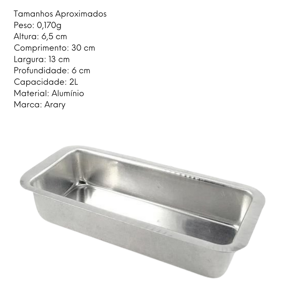 Forma de Pão N0 Retangular 2L de Aluminio Arary