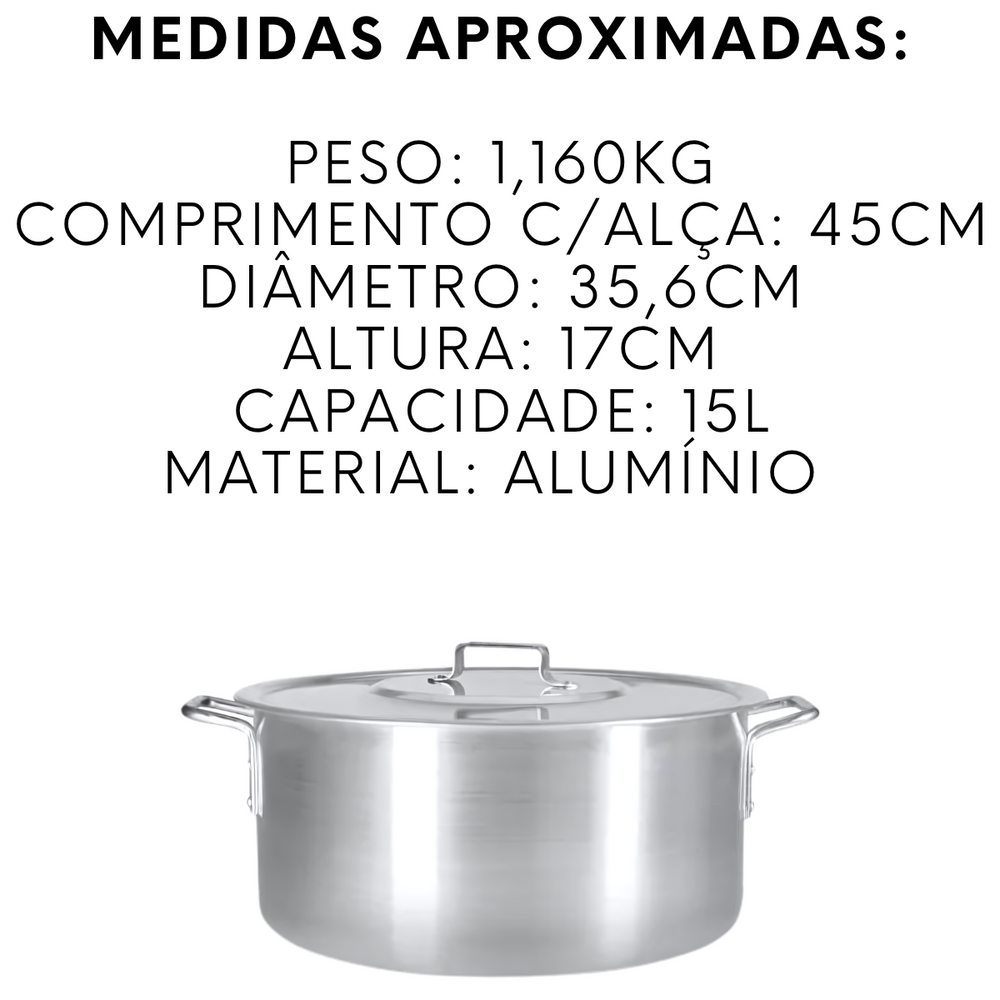 Caçarola Hotel N34 de Alumínio 5L - A Gourmet