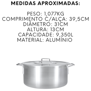Caçarola Hotel N30 de Aluminio 9,350L - A Gourmet