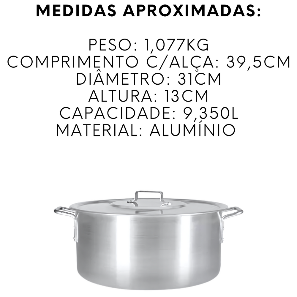 Caçarola Hotel N30 de Aluminio 9,350L - A Gourmet