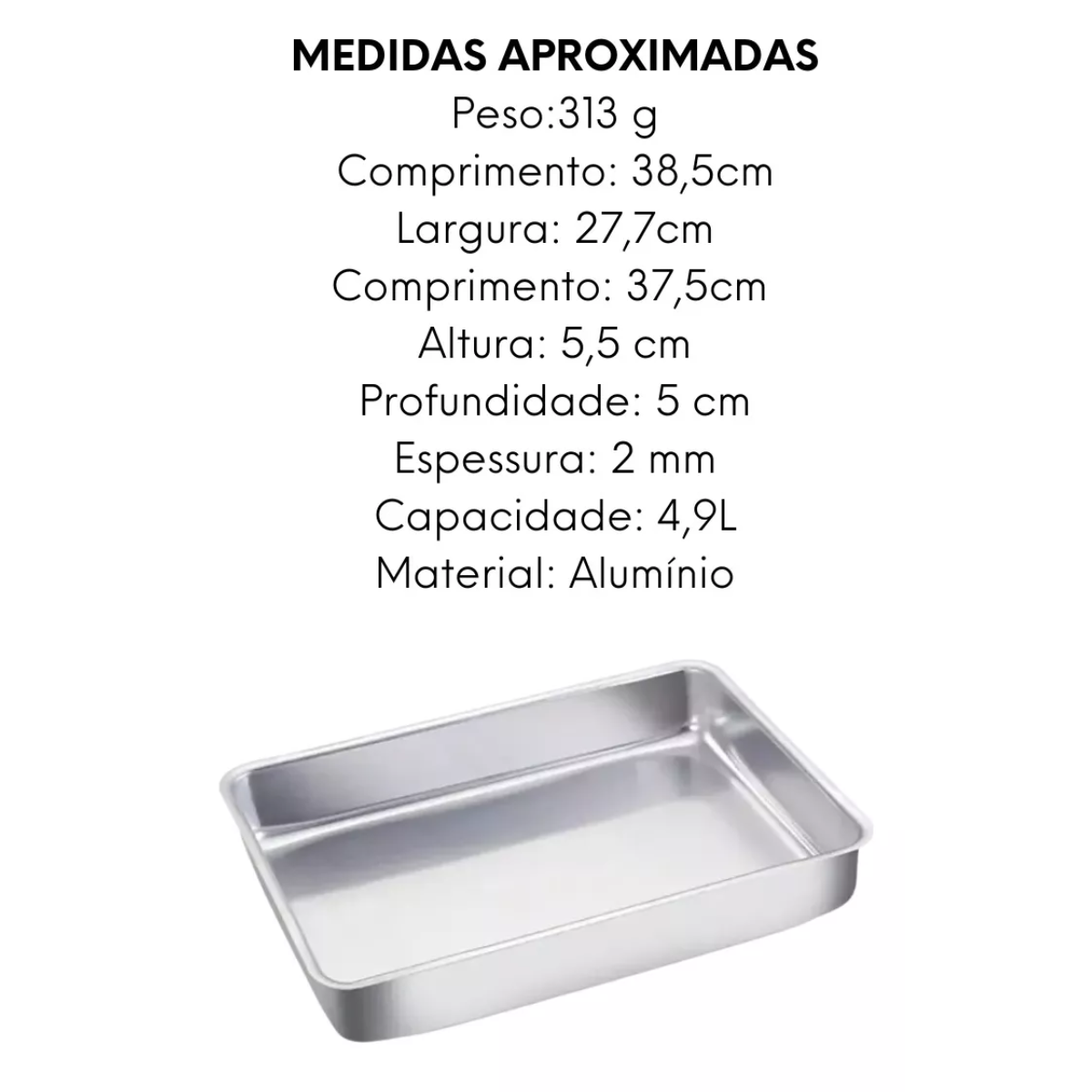 Forma Retangular Alta Reta N2 de Aluminio Arary