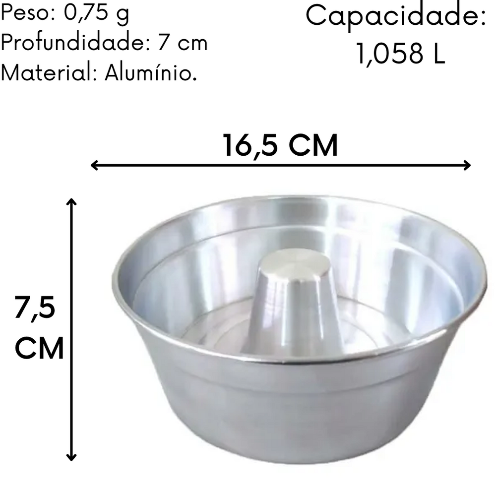 Forma Assadeira Bolo Pudim N°16 Pequena 1L Arary