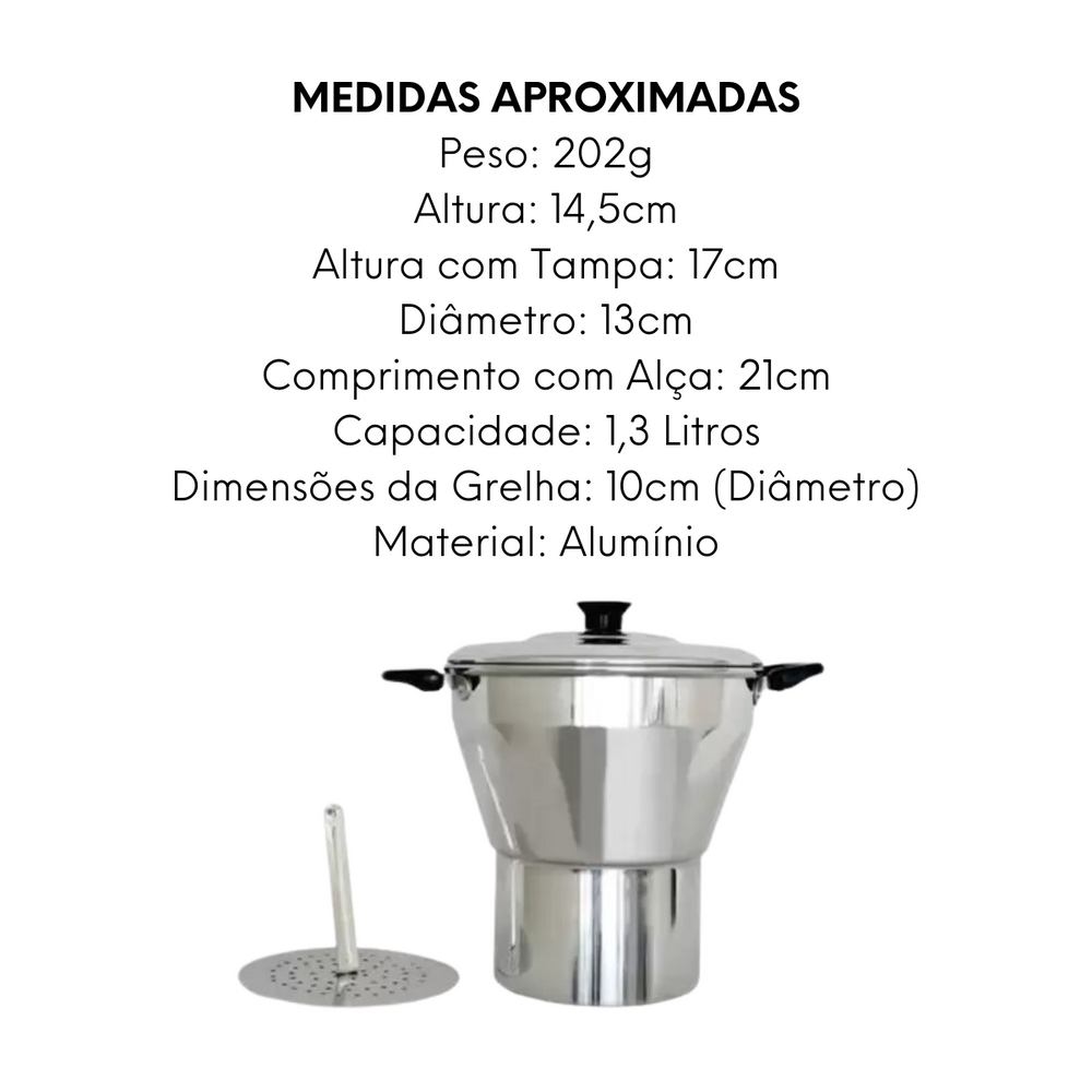 Cuscuzeira N13 em Aluminio 1,3L Arary