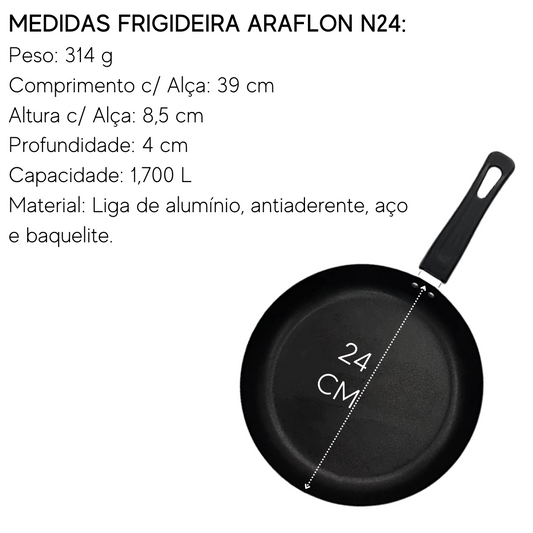 Frigideira Araflon Gourmet N24 em Aluminio