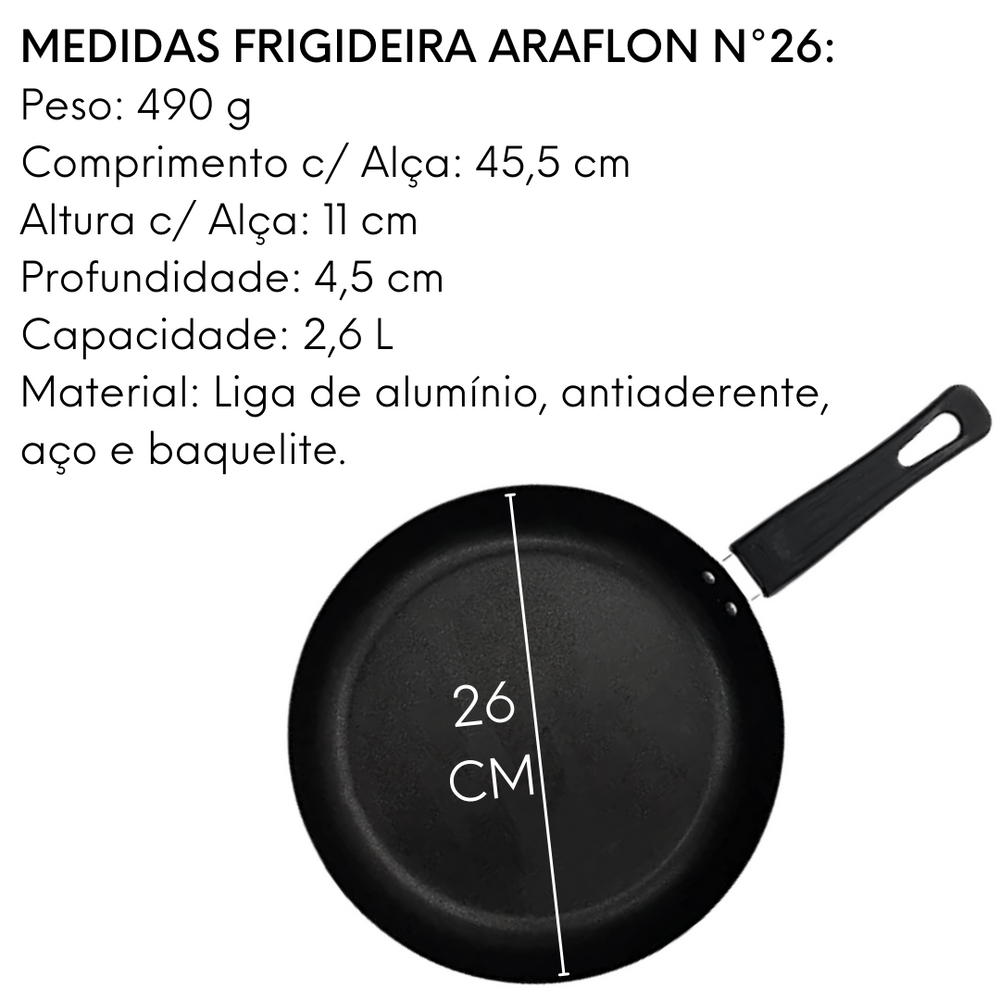 Frigideira em Aluminio Araflon N26 Arary