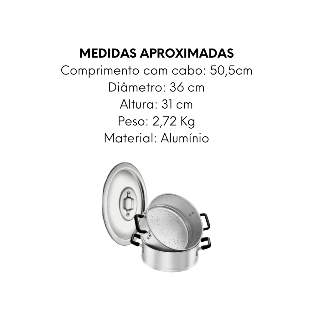 Caçarola a Vapor de Aluminio 36cm ABC