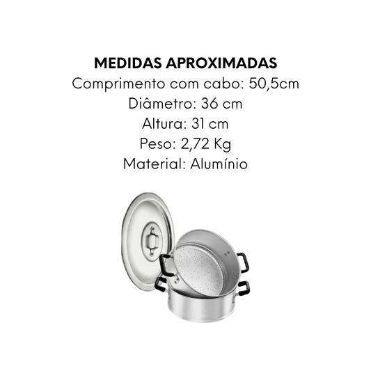 Caçarola a Vapor de Aluminio 36cm