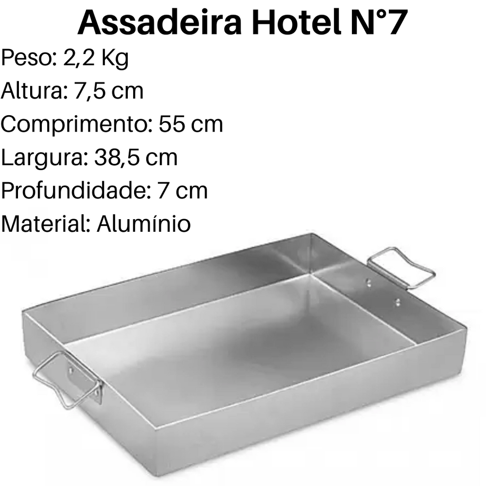 Assadeira Hotel N7 em Aluminio Duas Alças - A Gourmet