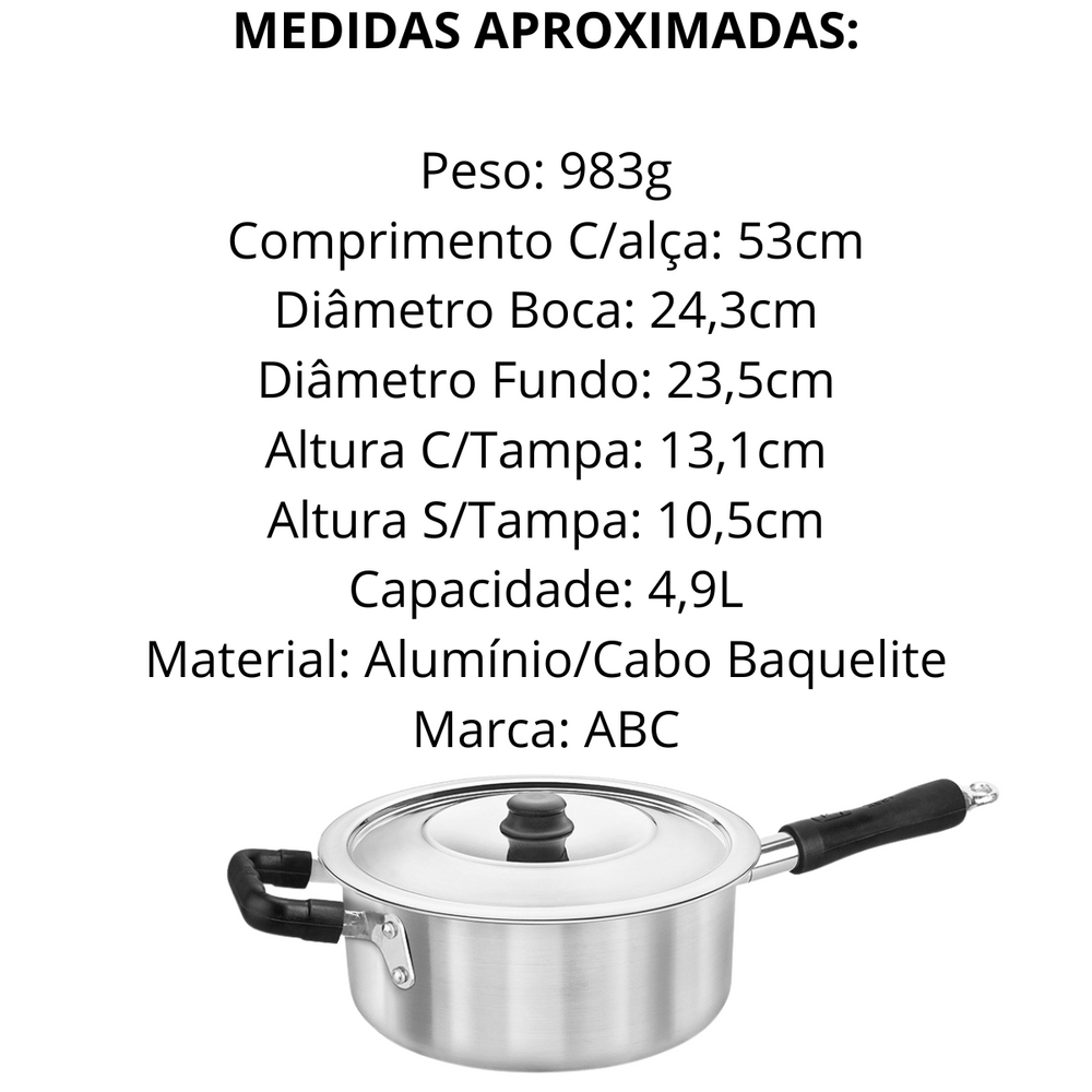 Panela Hotel N24 de Aluminio Cabo Baquelite 4,9L - A Gourmet