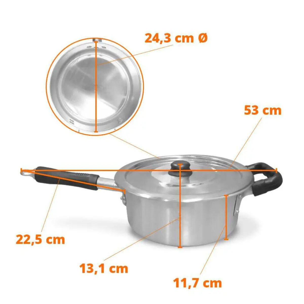 Panela Hotel N24 de Aluminio Cabo Baquelite 4,9L - A Gourmet