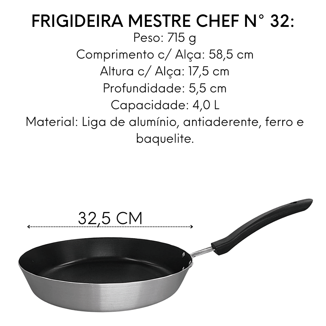 Frigideira Mestre Chef Antiaderente N32 Cabo Baquelite ABC