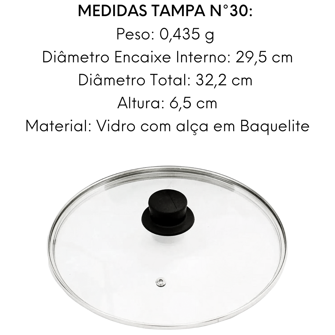 Tampa de Vidro Para Panela N16 Cabo Baquelite - A Gourmet