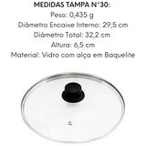 Tampa de Vidro Para Panela N16 Cabo Baquelite - A Gourmet