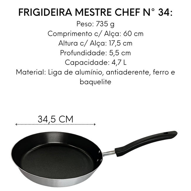 Frigideira Mestre Chef Antiaderente N34 Com Cabo Baquelite Main Image