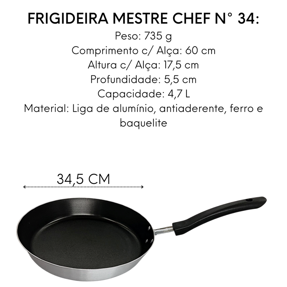 Frigideira Mestre Chef Antiaderente N34 Com Cabo Baquelite ABC