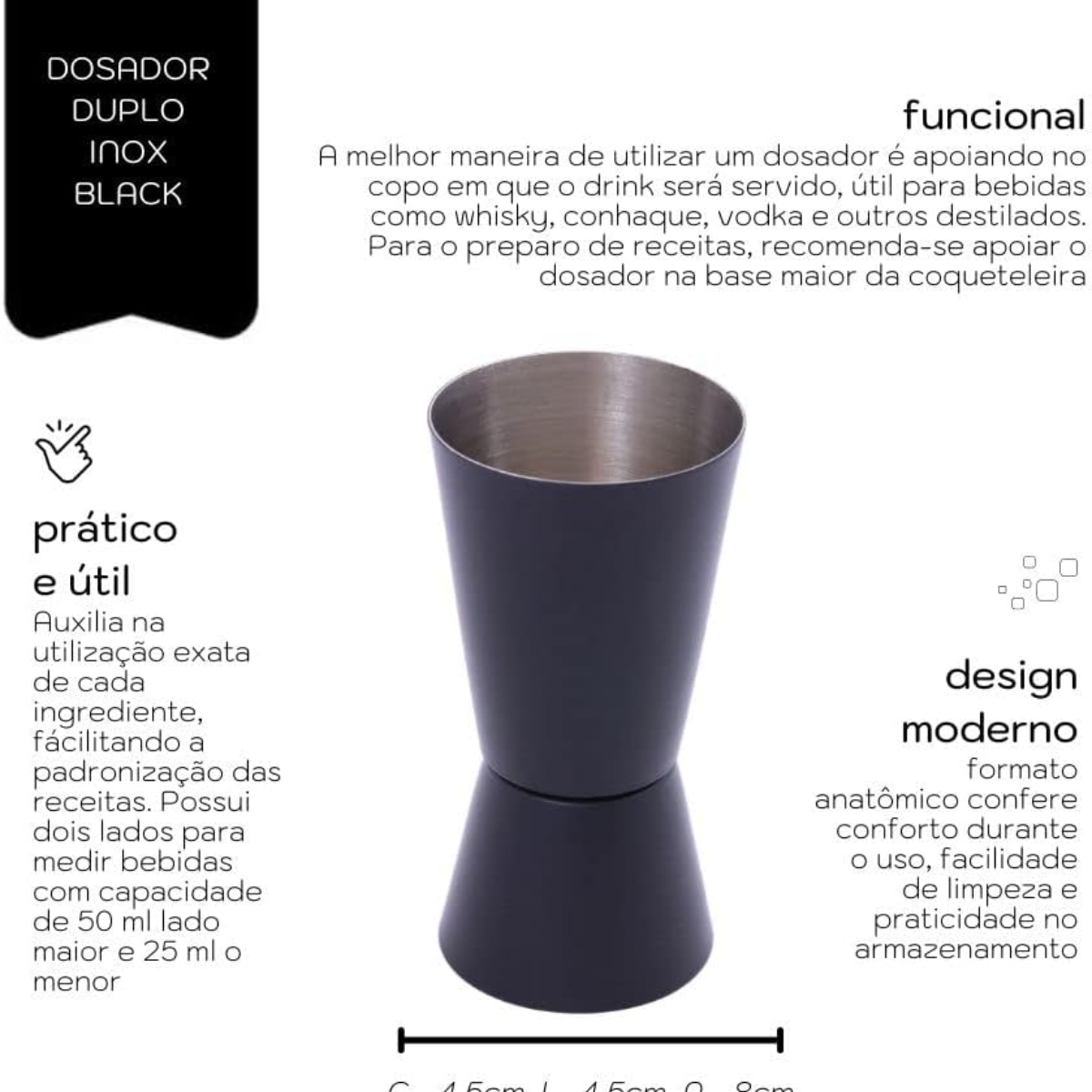 Dosador Duplo Preto Mimo Style Mimo Style