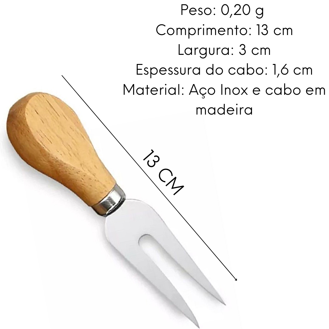 Garfo Queijo Aço Inox Cabo Madeira Mimo Style