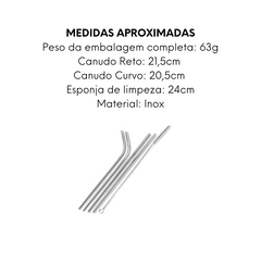 Conjunto 4 Canudos Reutilizável Aço Inox Mimo Style