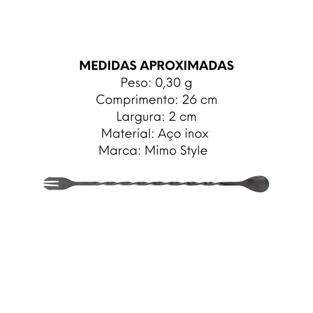 Colher Bailarina Com Garfo Onix Preta Mimo Style