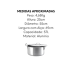 Caçarola Hotel Reta N55 de Alumínio 57L - A Gourmet