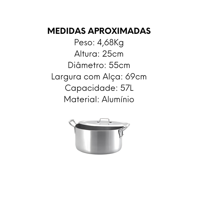 Caçarola Hotel Reta N55 de Alumínio 57L Main Image