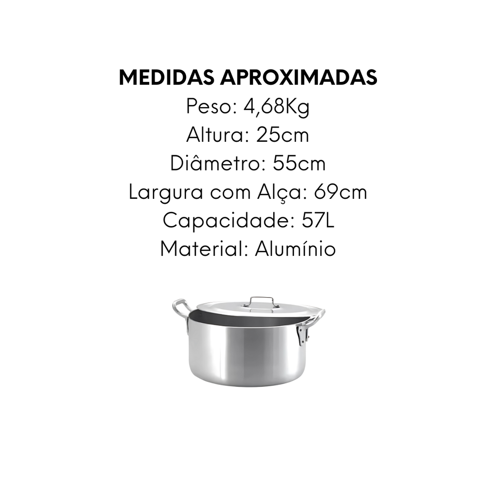 Caçarola Hotel Reta N55 de Alumínio 57L - A Gourmet