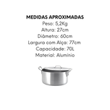 Caçarola N60 Com Alça de Alumínio 70L - A Gourmet