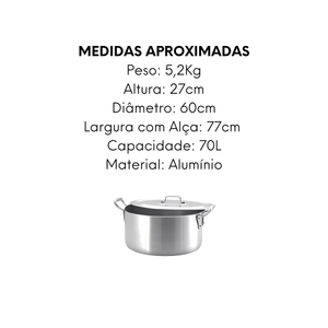 Caçarola N60 Com Alça de Alumínio 70L - A Gourmet
