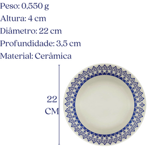 Prato Fundo Ceramica Donna Grécia Oxford