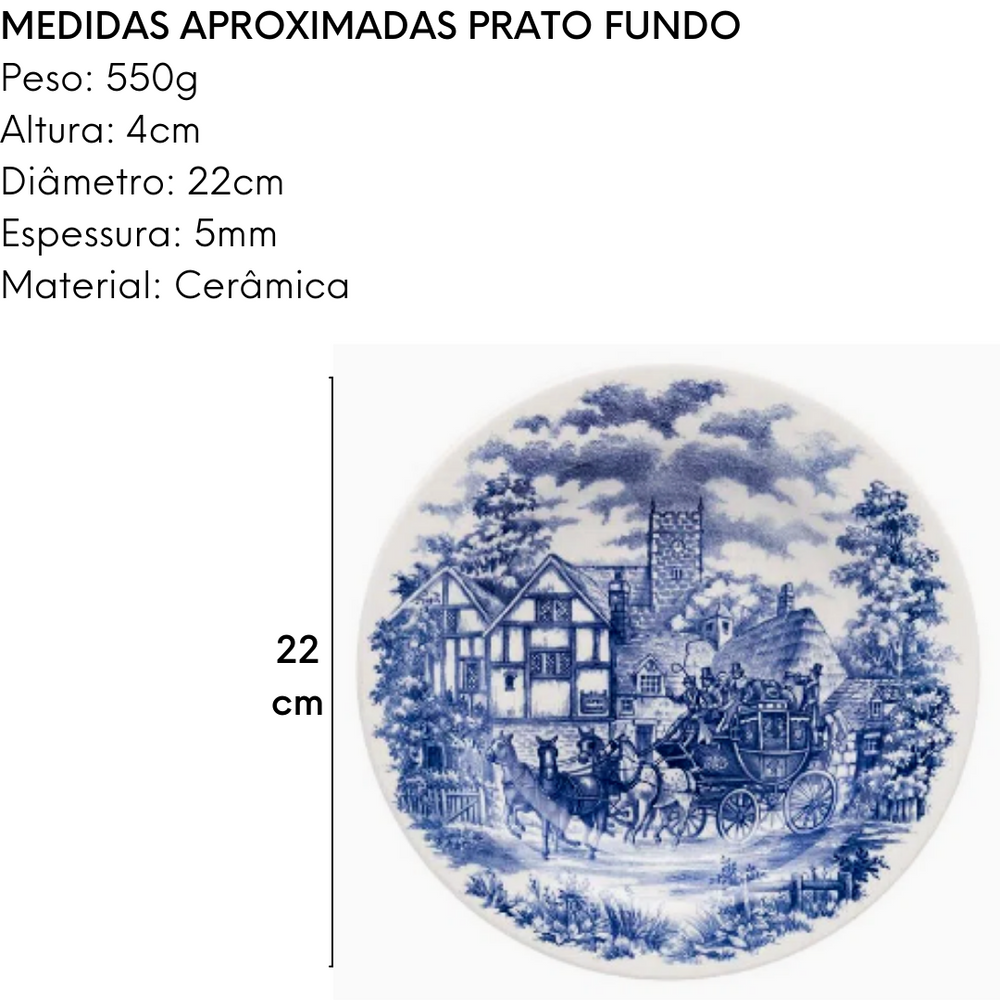 Prato Fundo Donna Cena Inglesa Cerâmica Oxford Oxford