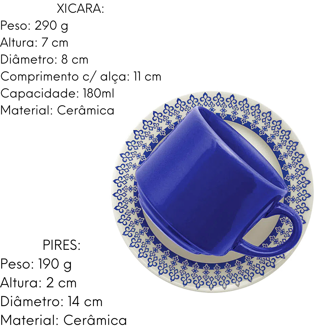 Xicara de Chá Com Pires 180ml Donna Grécia Oxford