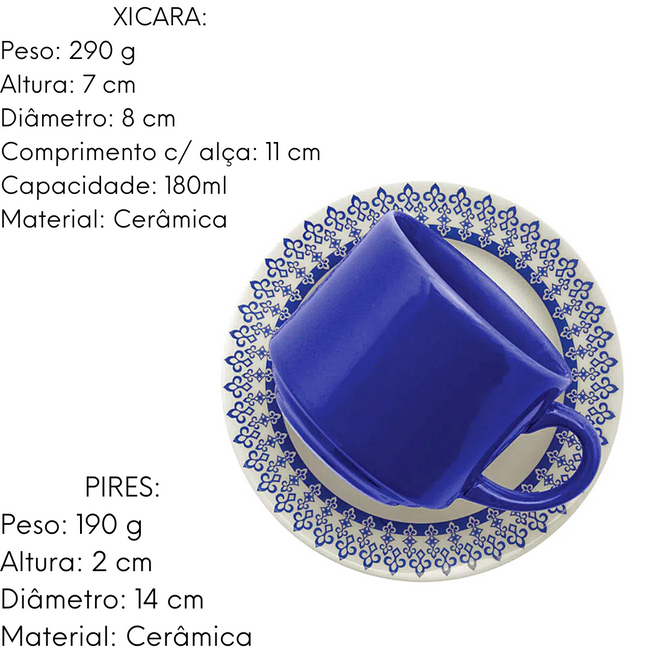 Xicara de Chá Com Pires 180ml Donna Grécia Main Image