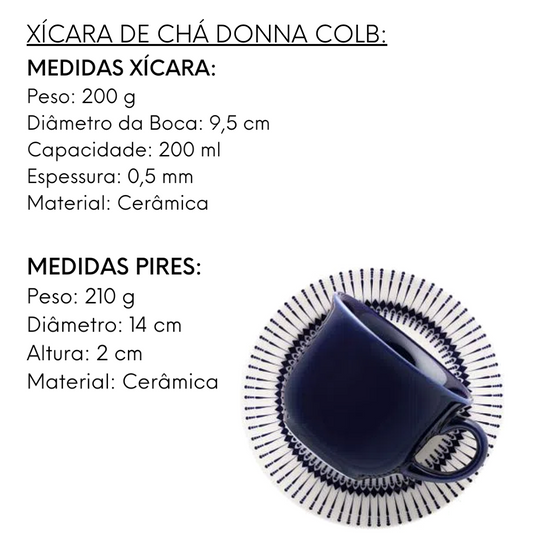 Xicara de Chá Com Pires Donna Colb 200ml