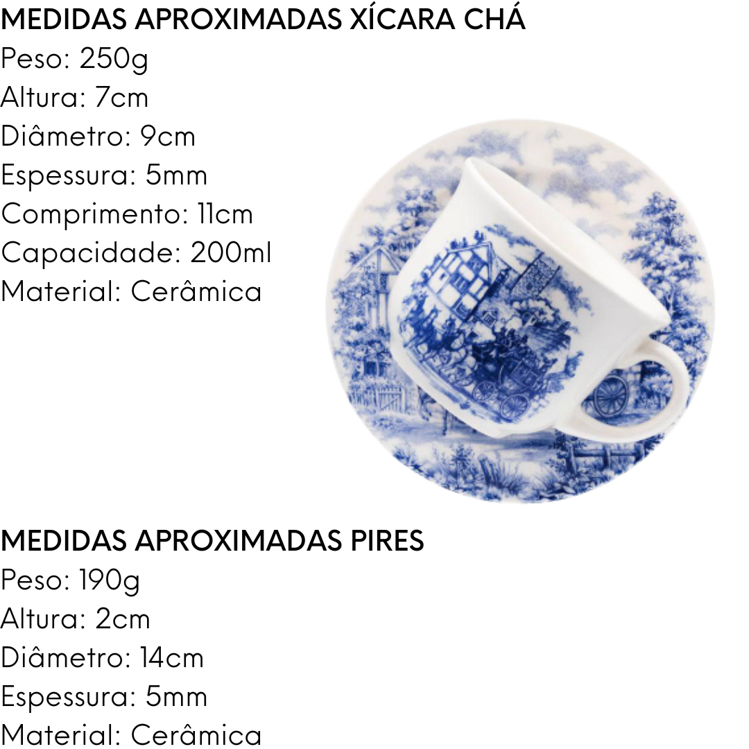 Xicara de Chá Com Pires de 200ml Donna Cena Inglesa Oxford