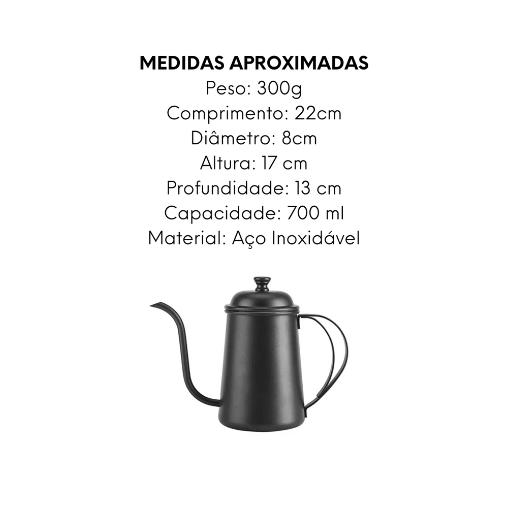 Bule Bico Fino Black 700ml Mimo Mimo Style